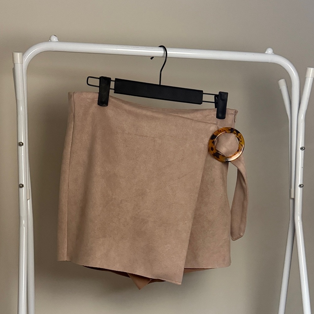 Zara Tan/Pink Suede Wrap Skort